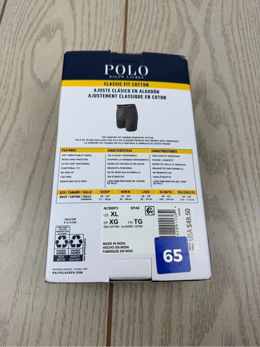 Polo Ralph Lauren Men's 3 Pack Classic Fit Cotton Boxer Briefs XL Multi $49.50